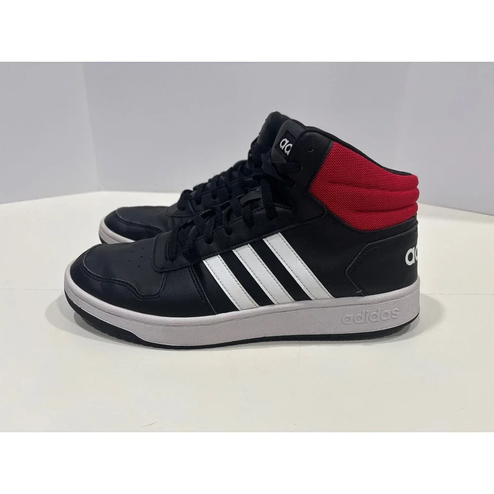 Adidas Hoops 2.0 Mid Mens Basketball Shoes Black White Red DB0079 Size 12